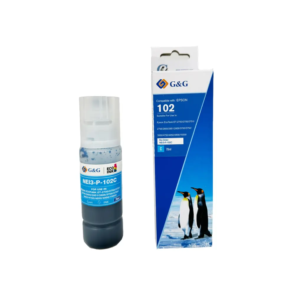 Comp Epson 102 Ecotank Cyan Ink Bottle C13T03R240 - UNBOXED