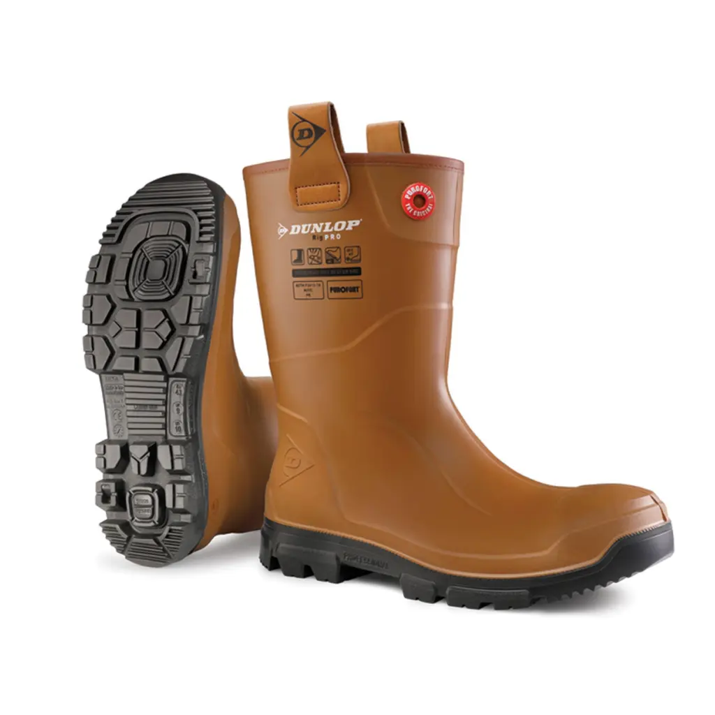 Dunlop Purofort Rigpro Full Safety Fur Lined Tan 12