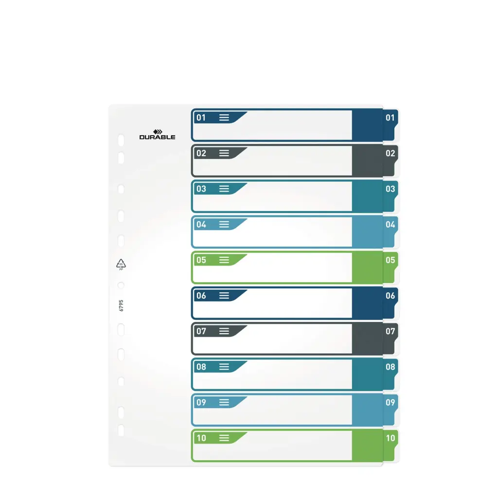 Durable 10 Part Numbered Index Divider 