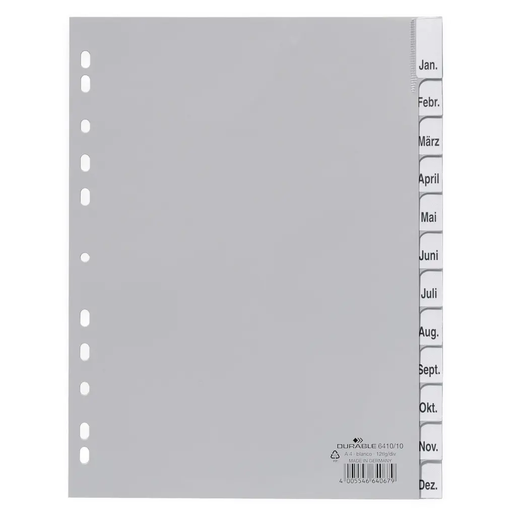 Durable 12 Part Removable Tab Index 