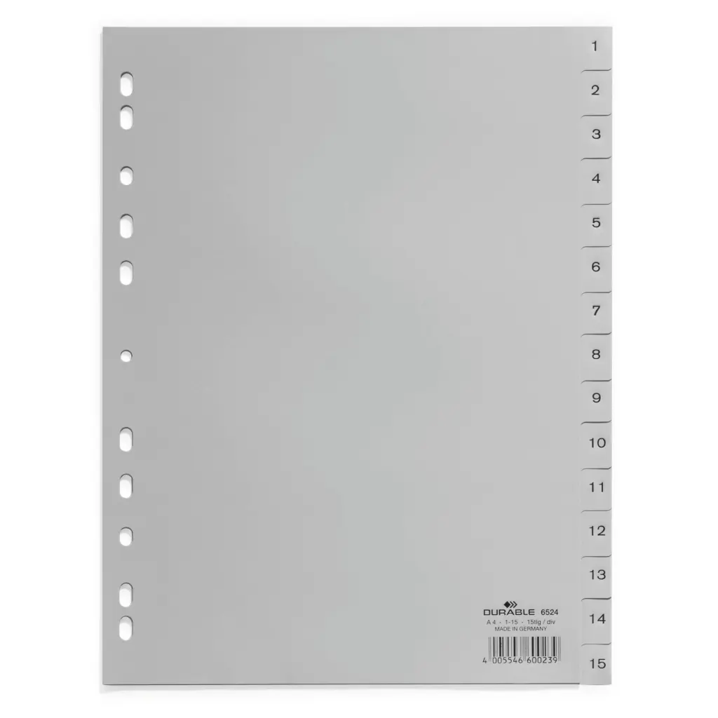 Durable 15 Part Numbered Index Divider  (20)