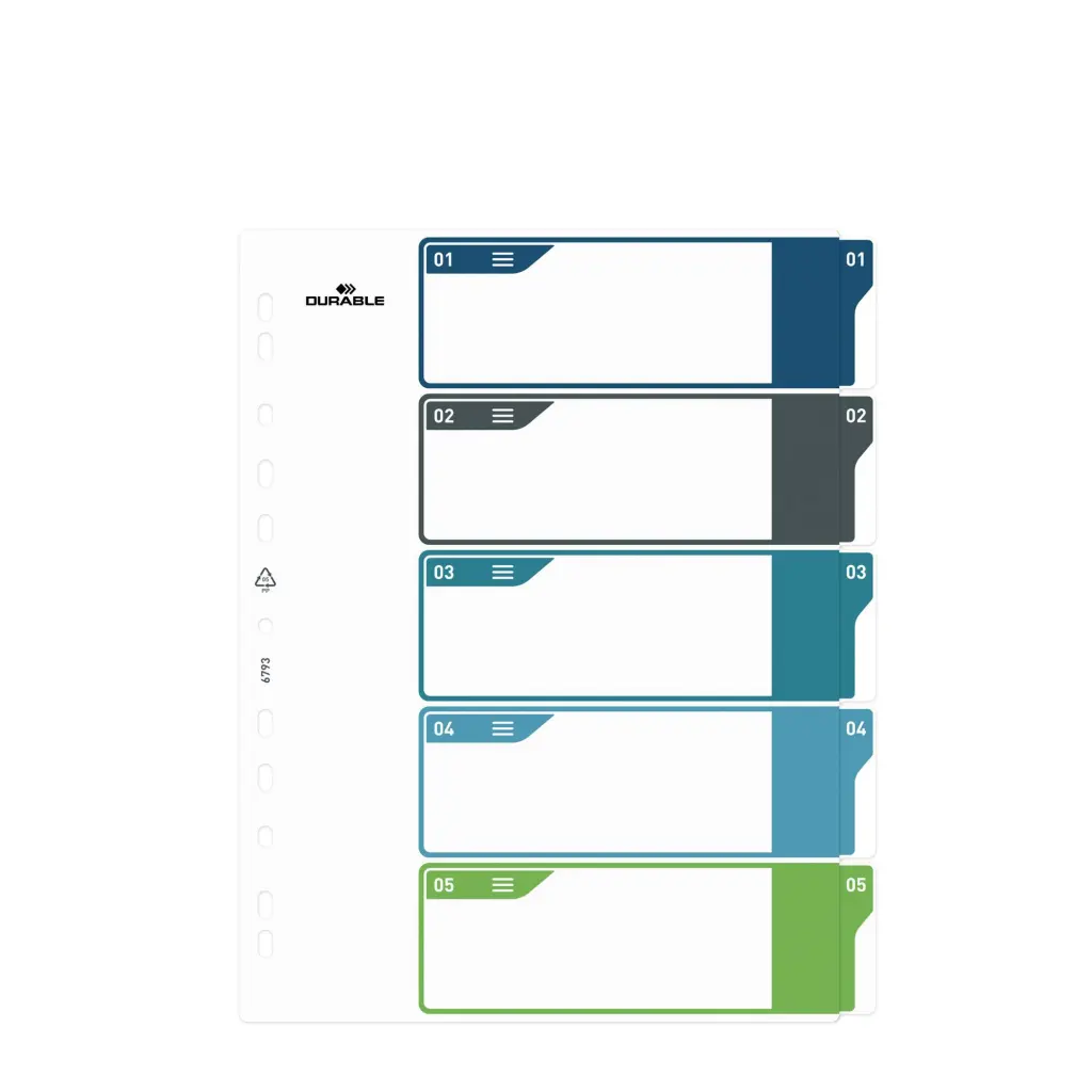 Durable 5 Part Numbered Index Divider 