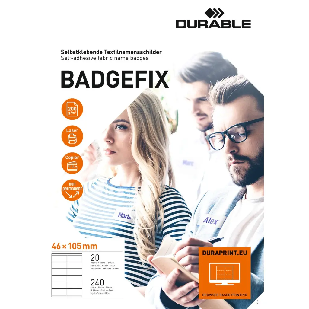 Durable BADGEFIX Self-Adhesive 46x105mm (240)