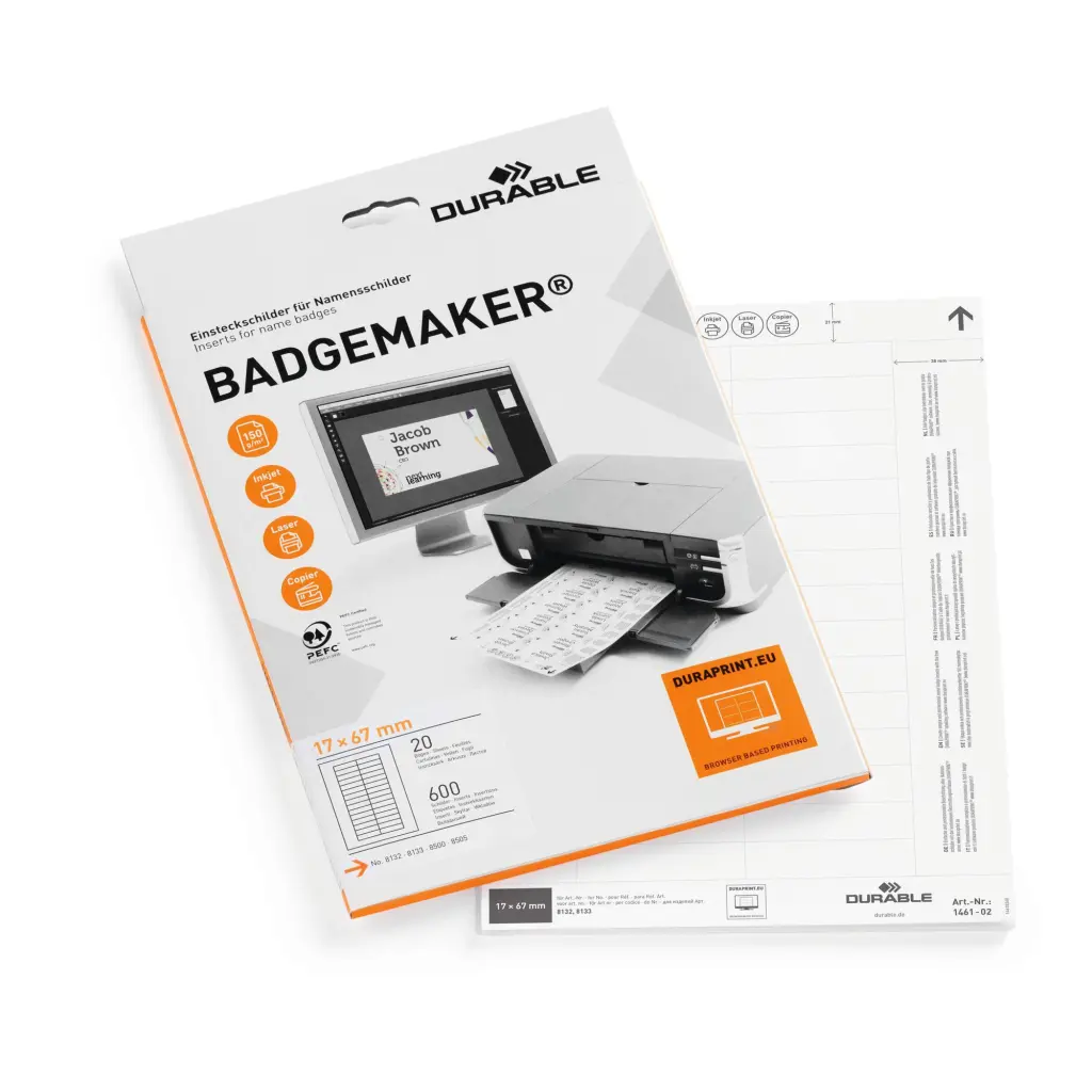 Durable BADGEMAKER Inserts 17x67mm (600)