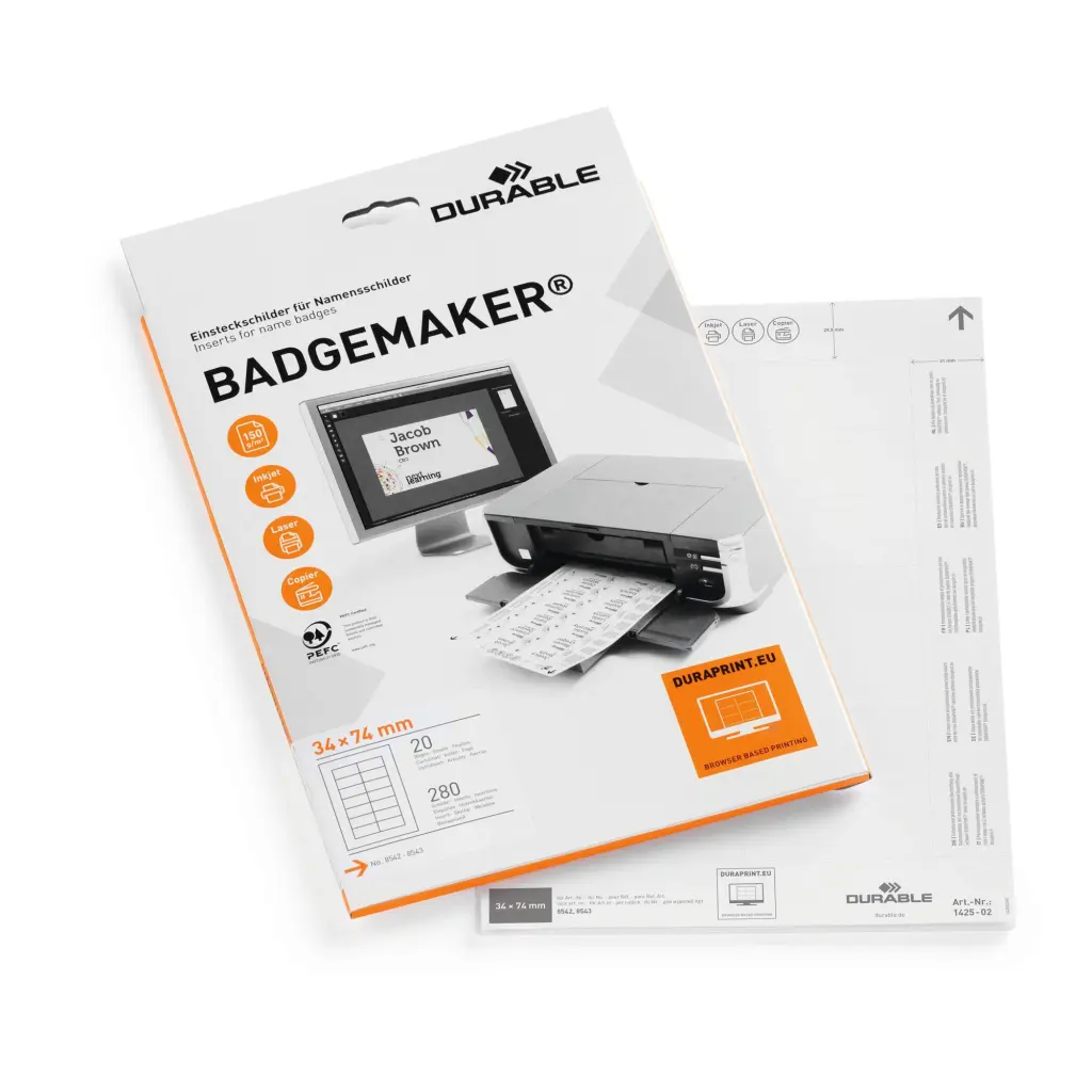 Durable BADGEMAKER Inserts 34x74mm (280)