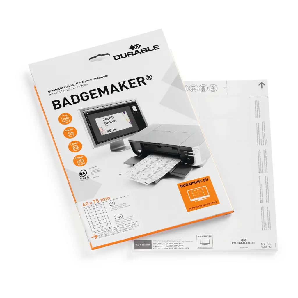 Durable BADGEMAKER Inserts 40x75mm (240)