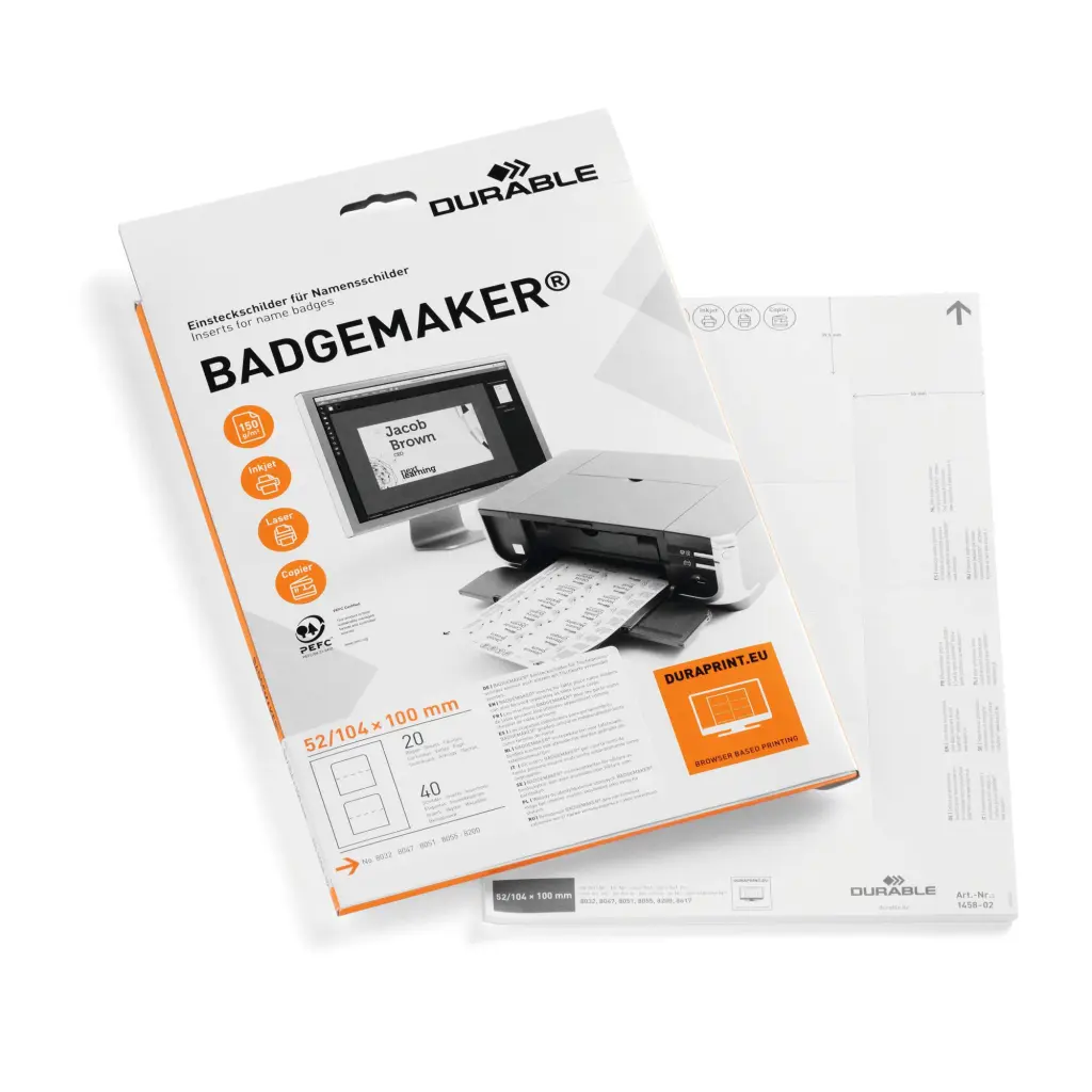 Durable BADGEMAKER Inserts 52x100mm (40)