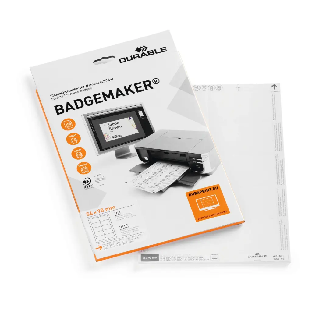 Durable BADGEMAKER Inserts 54x90mm (200)