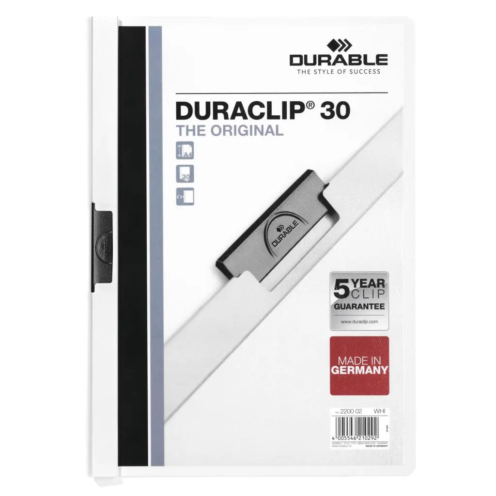 Durable DURACLIP 30 A4 Folder White (25)