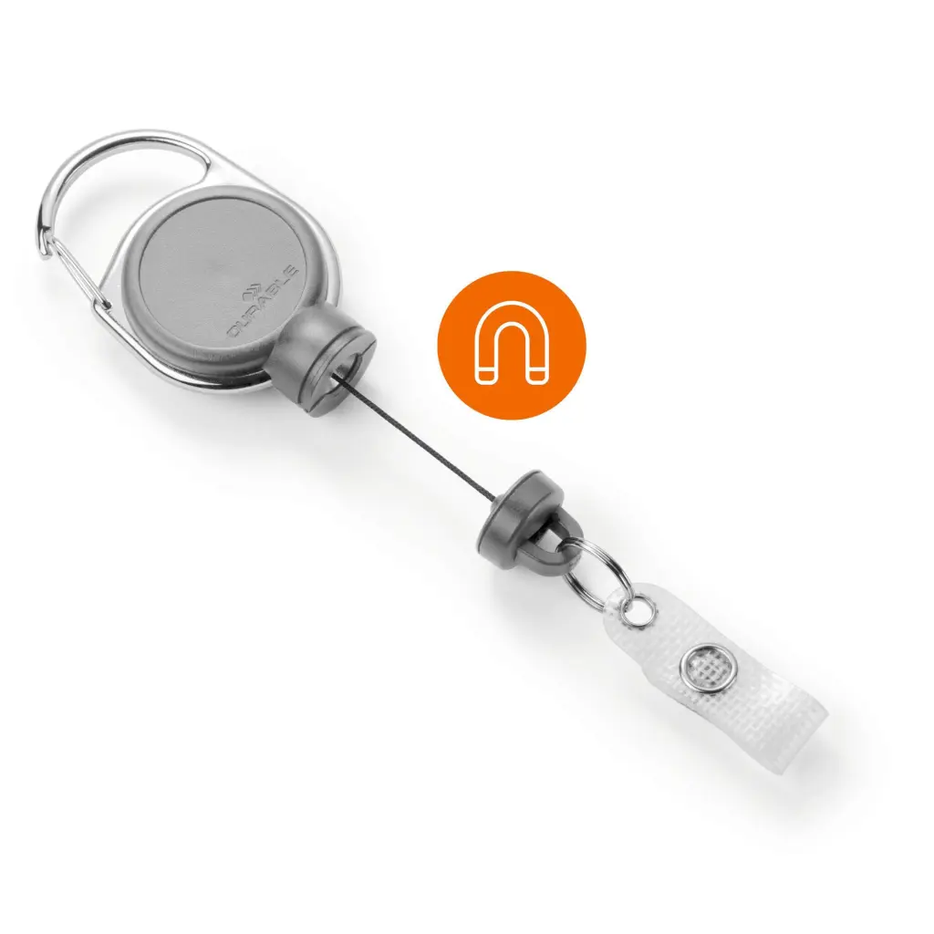 Durable EXTRA STRONG Badge Reel Grey