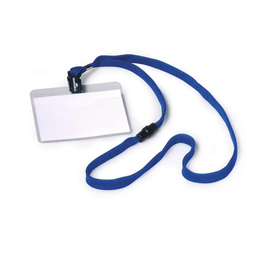 Durable Lanyard Name Badge 60x90mm Blue (10)