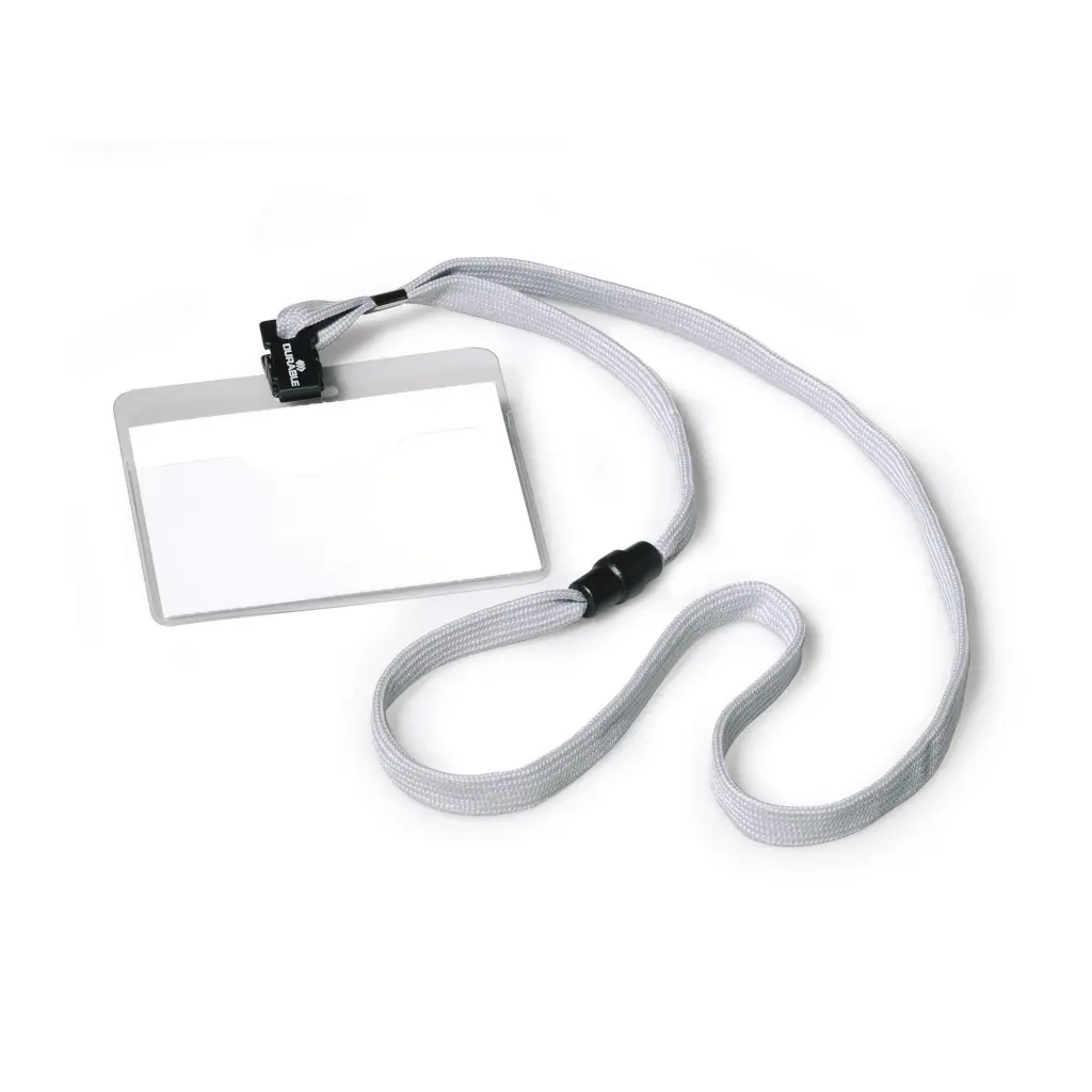 Durable Lanyard Name Badge 60x90mm Grey (10)