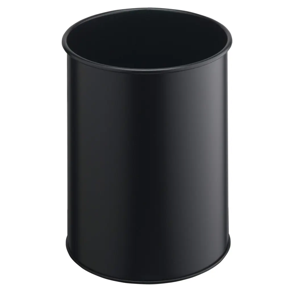 Durable Metal Waste Bin 15L Black