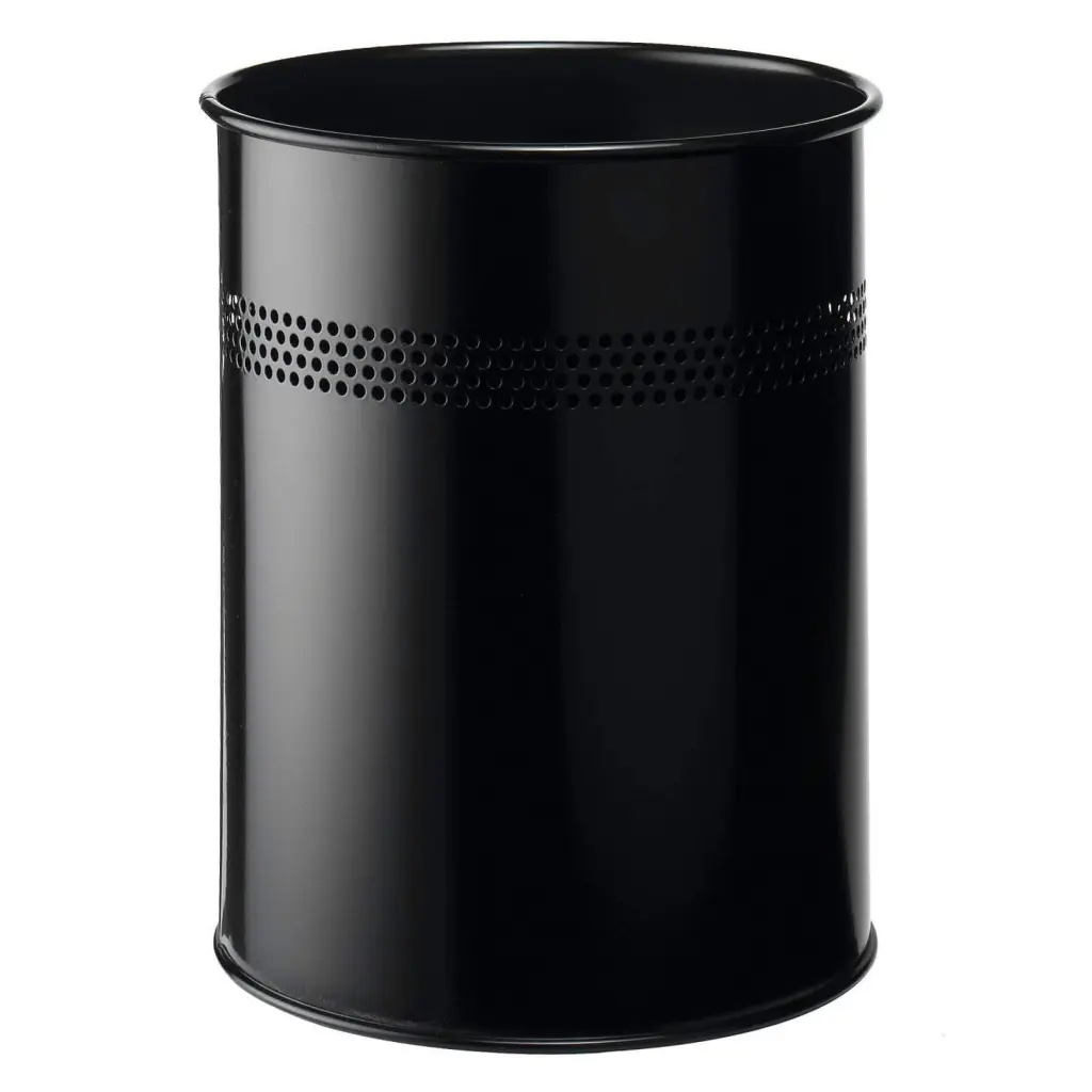 Durable Perforated Waste Bin 15L Black