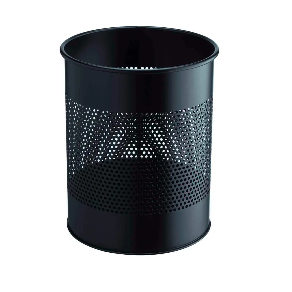 Durable Perforated Waste Bin 15L Black