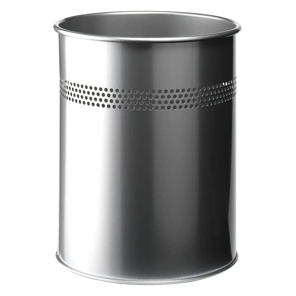 Durable Perforated Waste Bin 15L Silver