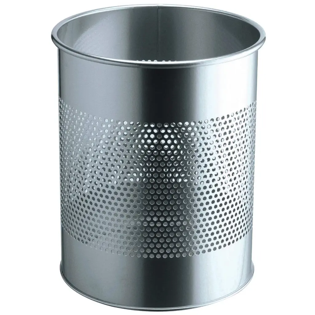 Durable Perforated Waste Bin 15L Silver