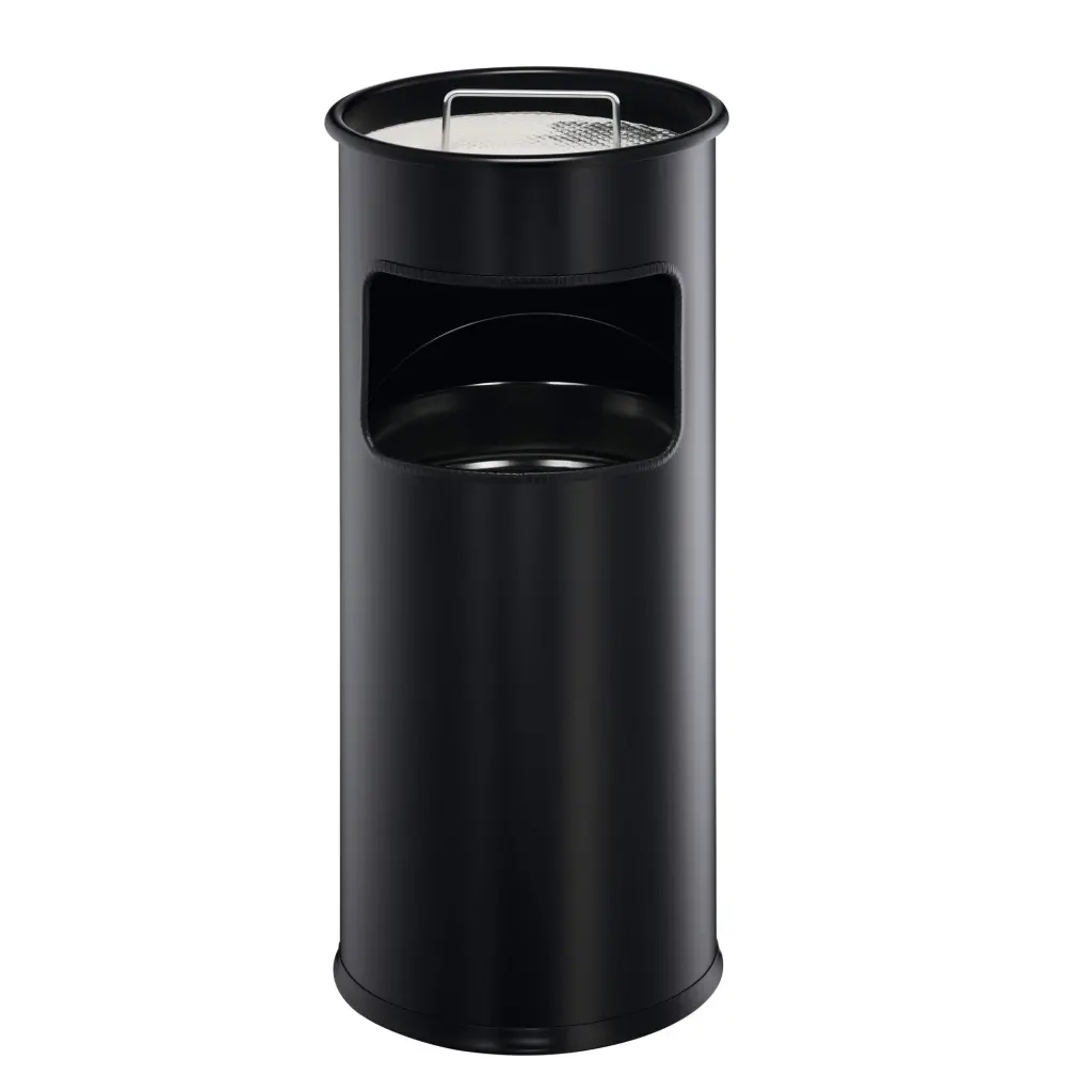 Durable Round Ashtray Bin 17L Black