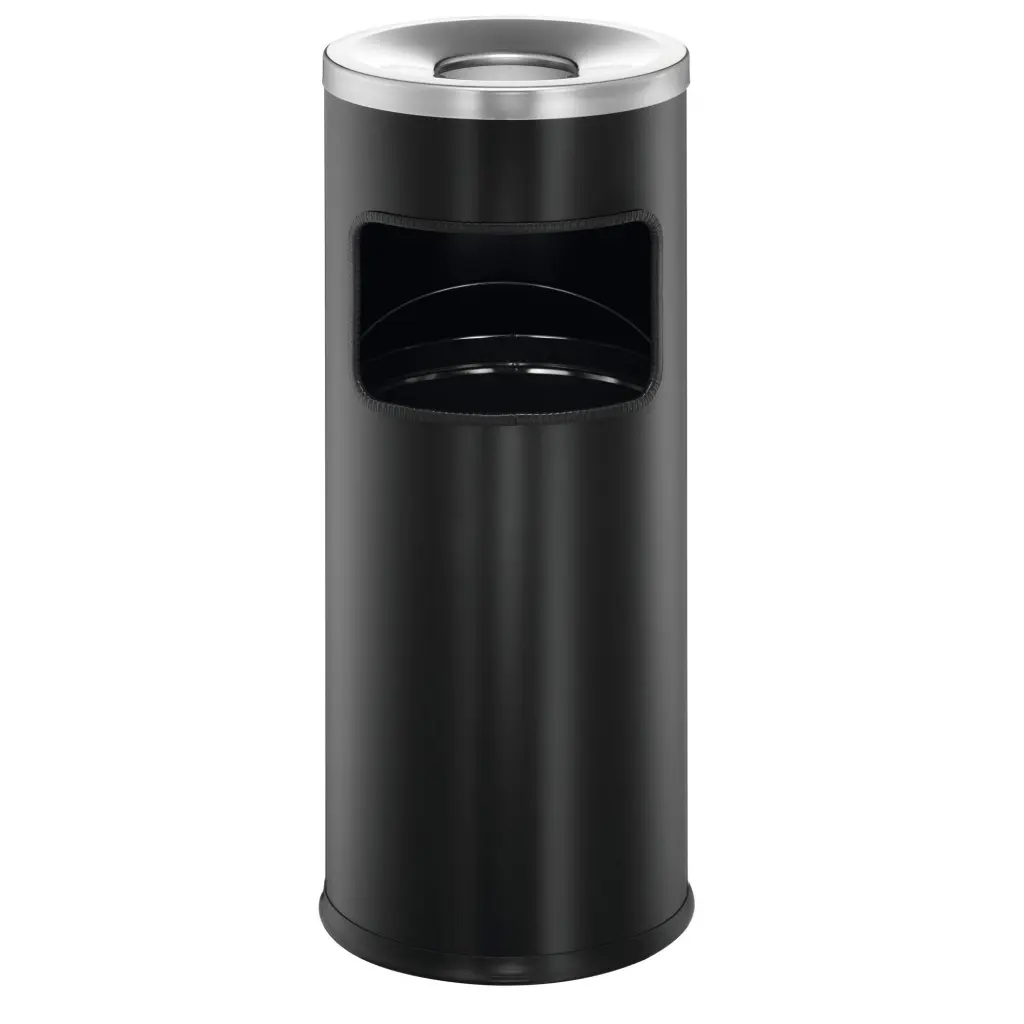 Durable Round Ashtray Bin 17L Black