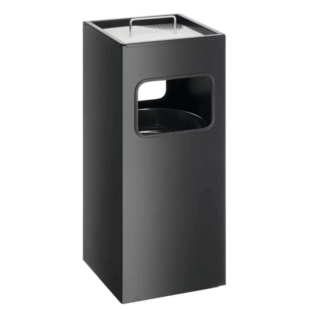 Durable Square Ashtray Bin 17L Black