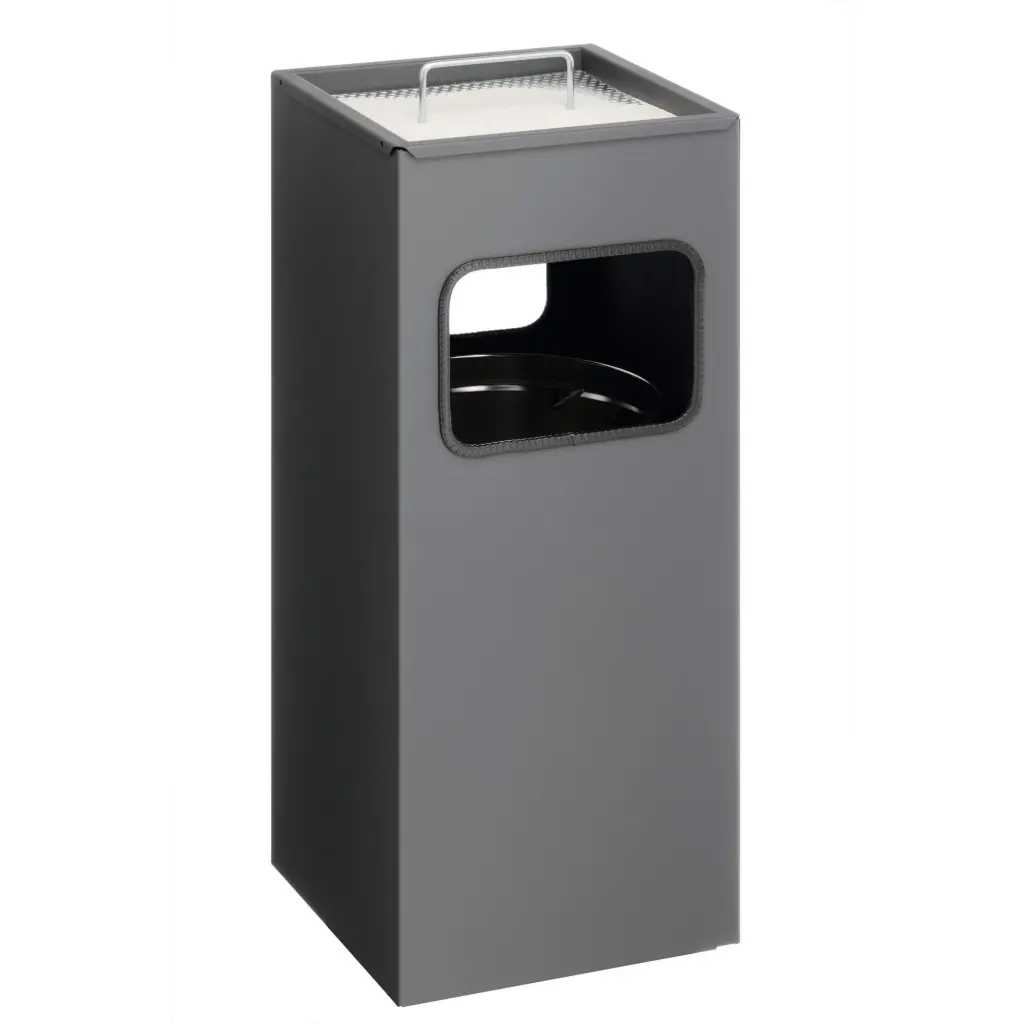 Durable Square Ashtray Bin 17L Charcoal