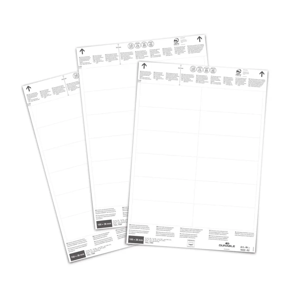 Durable Ticket Sheet Inserts 100x38mm (240)