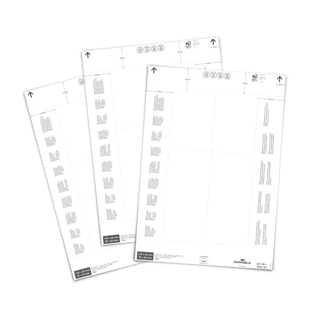 Durable Ticket Sheet Inserts 140/90x65mm (80)