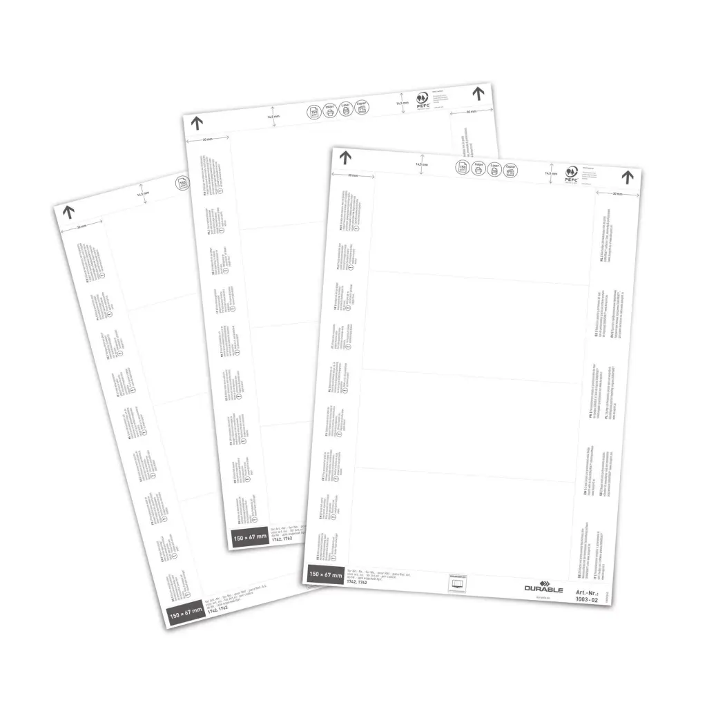 Durable Ticket Sheet Inserts 150x67mm (80)
