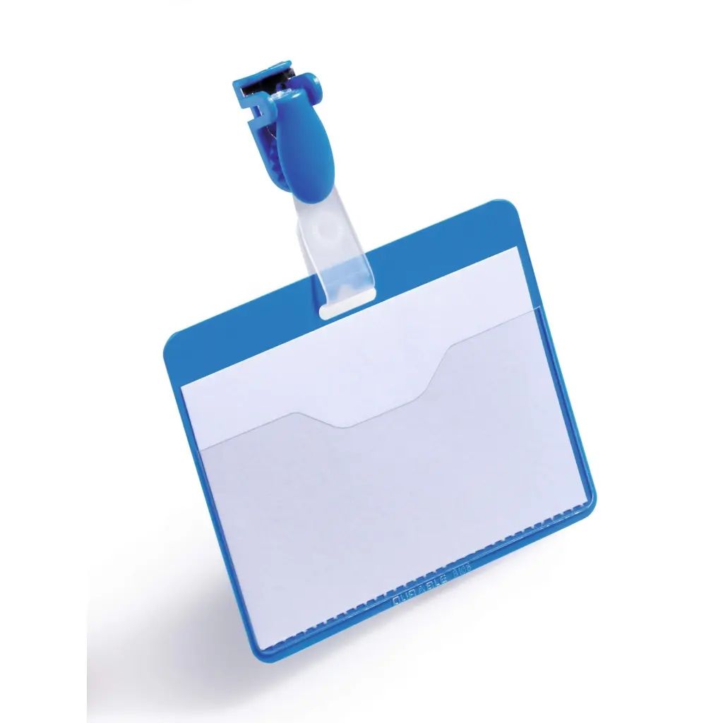 Durable Visitor Clip Badge 60x90mm Blue (25)