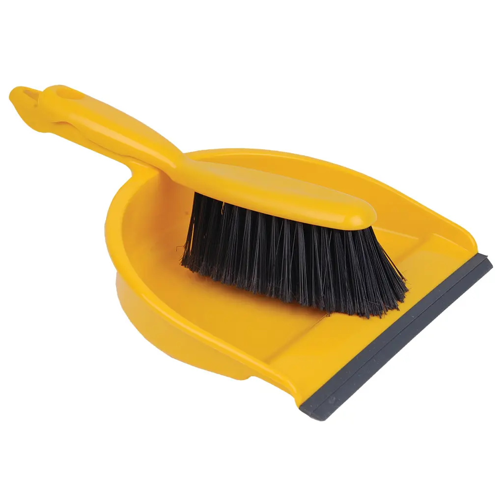 Dustpan and Brush Set Soft Bristle Yellow (1)