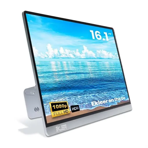 EKLEER 16 Portable LCD Display Screen USB Type C - Includes protective travel pouch