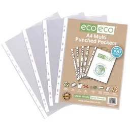 Eco A4 100% Recycled Bag 100 Multi Punched Pockets 