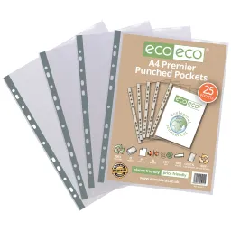 Eco A4 100% Recycled Bag 25 Premier Multi Punched Pockets 