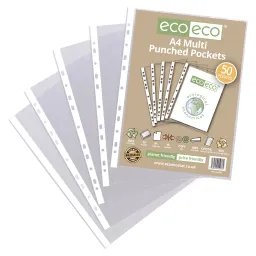 Eco A4 100% Recycled Bag of 50 Multi Punched Pockets 