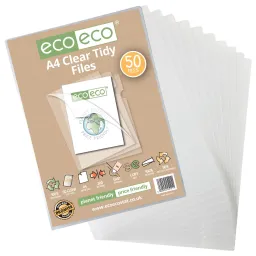 Eco A4 50% Recycled Bag  of 50 Clear Tidy Files 