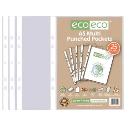 Eco A5 100% Recycled Bag 25 Multi Punched Pockets (1)