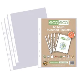 Eco A5 100% Recycled Bag 25 Multi Punched Pockets (1)