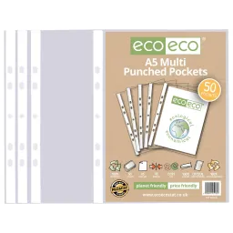 Eco A5 100% Recycled Bag of 50 Multi Punched Pockets 