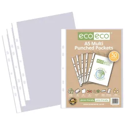 Eco A5 100% Recycled Bag of 50 Multi Punched Pockets 