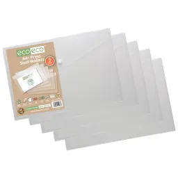 Pack 5 A4+ 95% Recycled Press Stud Wallets (1)