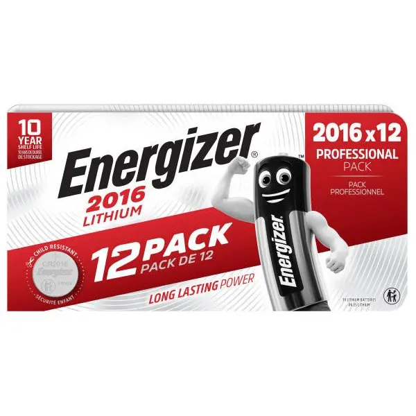 Energizer Lithium CR2016 Coin Cell Pack of 12