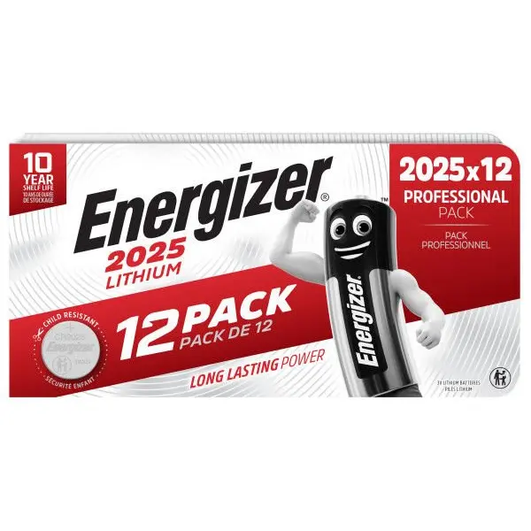 Energizer Lithium CR2025 Coin Cell Pack of 12
