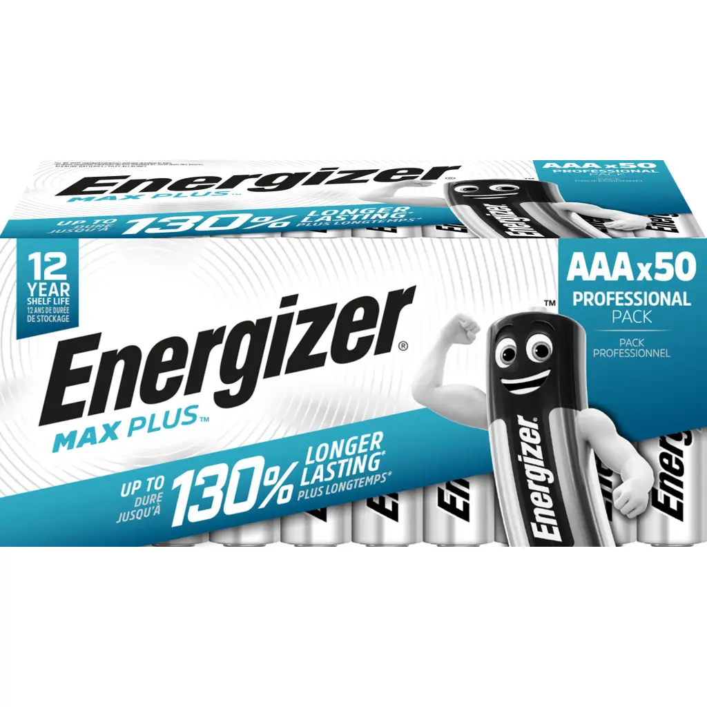 Energizer Max Plus Alkaline AAA Battery Pack of 50