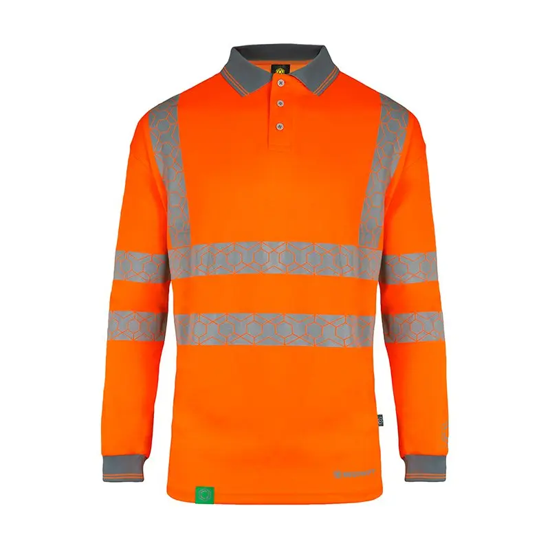 Envirowear Hi-Vis Polo Shirt Long Sleeve Orange 2Xl