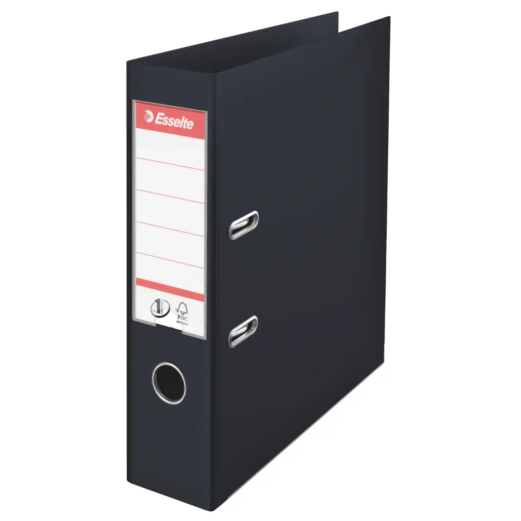Esselte No.1 VIVIDA Lever Arch File PP 30% Pre-Consumer Recycled Foil 75mm Black (10)