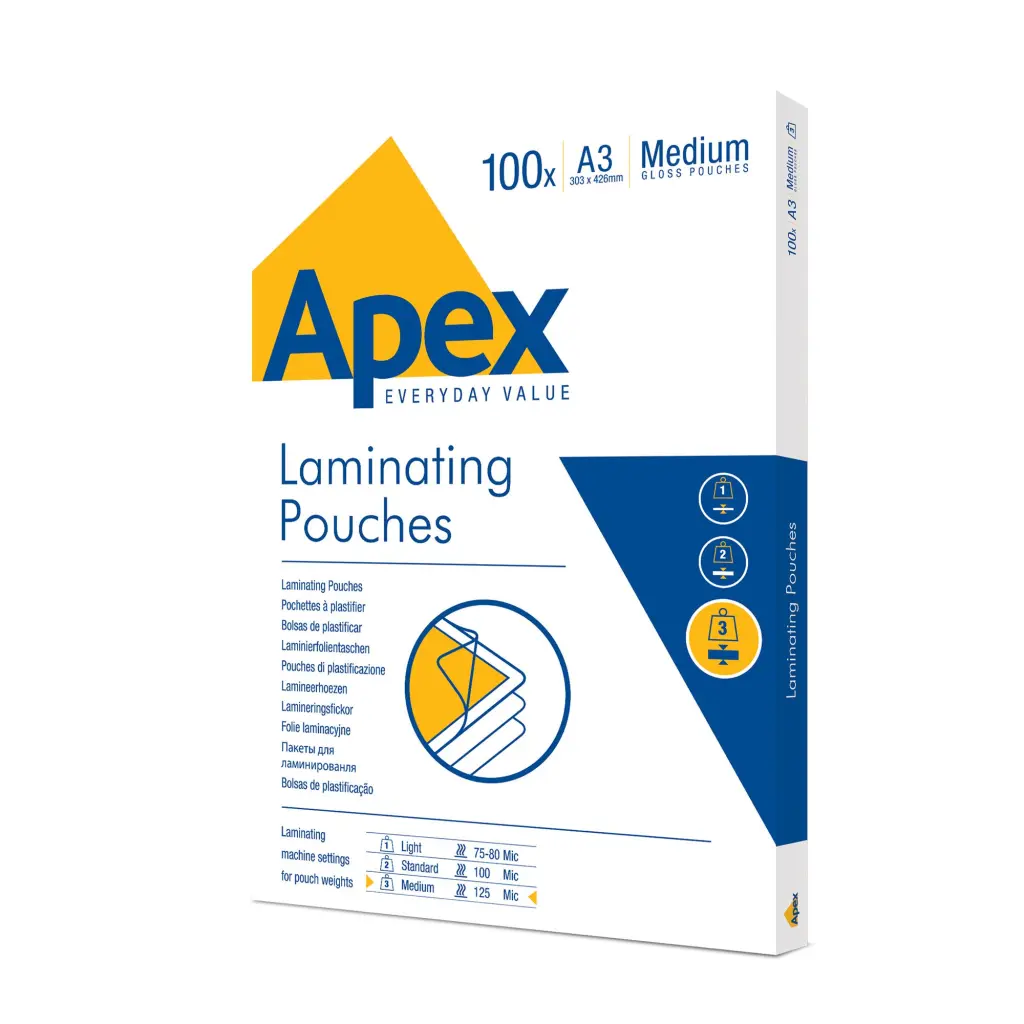 Fellowes Apex Laminating Pouch A3 Medium Duty 100pk