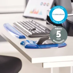 Fellowes Crystals Mouse Pad Wrist Support Blue