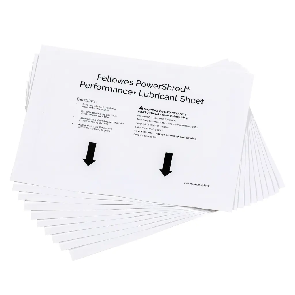 Fellowes Powershred Performance+ Lubricant Sheets