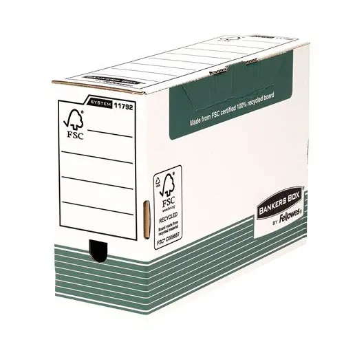 Fellowes System 120mm Folio Transfer File Green (FSC) Pack of 10 360x255mm