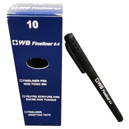Fineliner Pen 0.4mm Black Pack of 10
